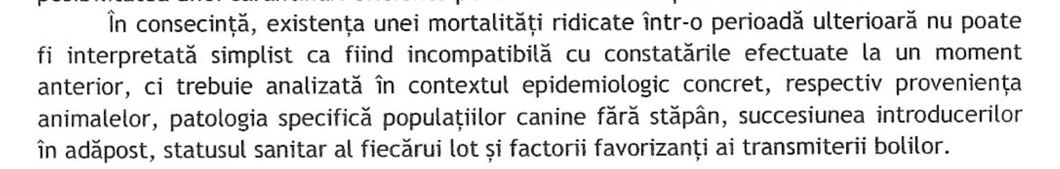 Fragment dintr-o adresă a DSVSA Giurgiu despre mortalitatea din adăpostul ASPA Ivets