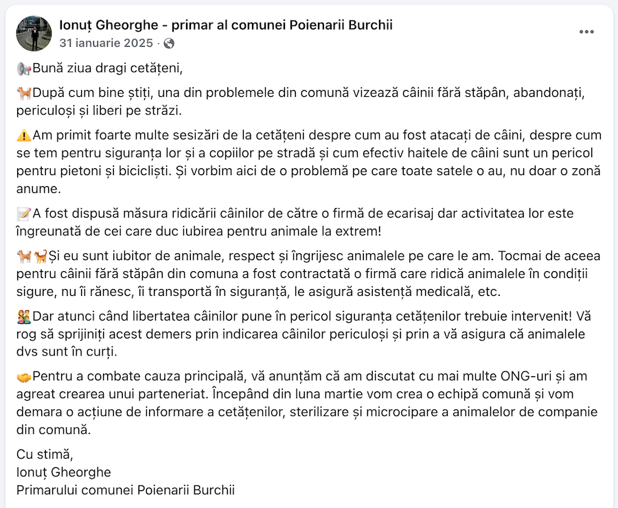 Postare primar Poienarii Burchii - Gheorghe Ionuț
